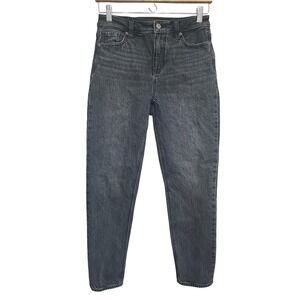 American Eagle Mom Jeans Womens 0 Short Black Stone Wash High Rise Casual Grunge